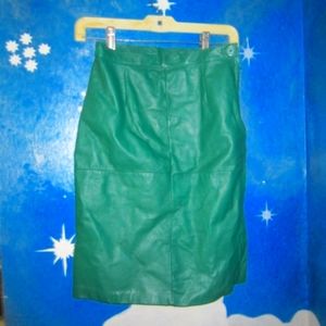 Green leather skirt